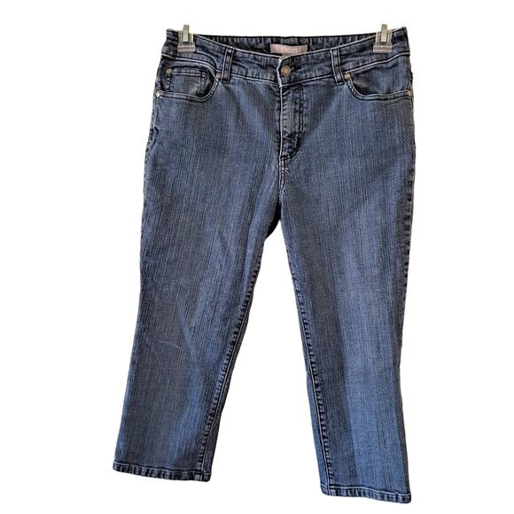Chico's Mid Wash Crop Denim Jeans Pants w Embroidery - Chico's Size 1 (US 8) - Picture 4 of 6